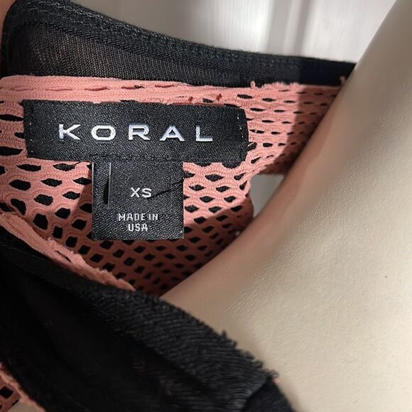Koral Black and pink sheer net top racerback size xs - Picture 5 of 5